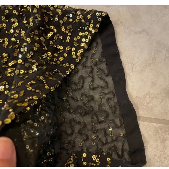 FRENCH CONNECTION Black Gold Sequin Wide Leg  Pant Size 4 - Picture 8 of 10
